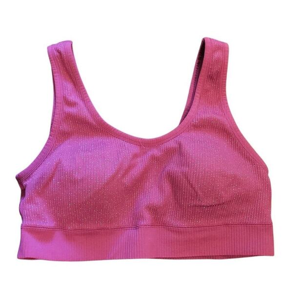 Torrid Seamless Rib Bralette Women's 2X Berry Glitter Pink Wireless Padded - Picture 2 of 5